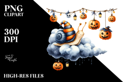 Snail Dressed for Halloween on Cloud PNG Product Image 2