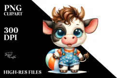 Energetic Cow with Cool Haircut PNG Product Image 2