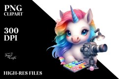 Colorful Baby Unicorn in Studio, PNG Product Image 1