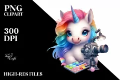 Colorful Baby Unicorn in Studio, PNG Product Image 1