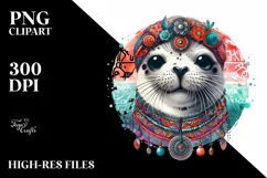 Funny Cute Seal Portrait | Watercolor Clipart Product Image 1