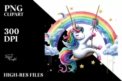 Colorful Unicorn Swinging, PNG Product Image 3