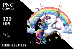 Colorful Unicorn Swinging, PNG Product Image 2