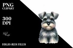 Watercolor Miniature Schnauzer with Christmas Decorations, Product Image 1