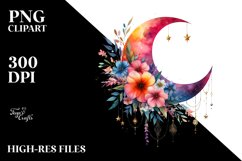 Vibrant Boho Moon with Flowers Stars Product Image 3