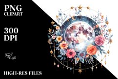 Vibrant Boho Moon with Flowers Stars Product Image 3