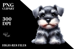 Cute Miniature Schnauzer Watercolor PNG Product Image 2