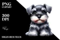 Cute Miniature Schnauzer Watercolor PNG Product Image 2