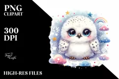 Smiling Baby Snowy Owl Stars Clouds Product Image 1