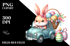Bunny with Easter Car, PNG Product Image 2