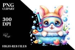 Vibrant Baby Bunny Snorkeling PNG Product Image 2