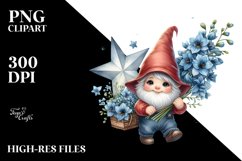Adorable Gnome with Delphinium PNG Product Image 2