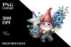 Adorable Gnome with Delphinium PNG Product Image 2