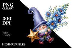 Adorable Gnome with Delphinium PNG Product Image 2