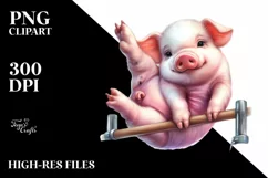 Pastel Cute Baby Pig Playing Gymnastics | Sublimation Product Image 1