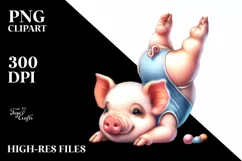 Pastel Cute Baby Pig Playing Gymnastics | Sublimation Product Image 1