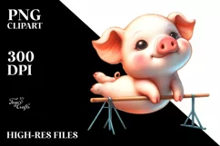 Pastel Cute Baby Pig Playing Gymnastics | Sublimation Product Image 3