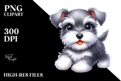 Watercolor Baby Cartoon Miniature Schnauzer with Big Eyes, Product Image 2
