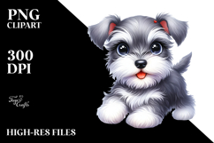Watercolor Baby Cartoon Miniature Schnauzer with Big Eyes, Product Image 2