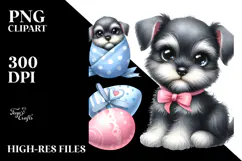 Watercolor Baby Cartoon Miniature Schnauzer with Big Eyes, Product Image 2
