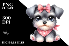 Watercolor Baby Cartoon Miniature Schnauzer with Big Eyes, Product Image 2