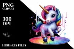 Colorful Baby Unicorn on Dance Floor Product Image 1