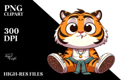Funny Tiger Sitting Casually PNG Product Image 2