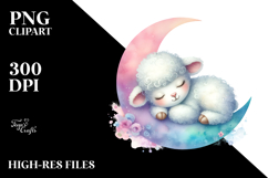 Cute Pastel Lamb Sleeping on the Moon Product Image 2