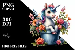 Colorful Baby Unicorn in Flower Pot Product Image 1