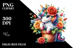 Colorful Baby Unicorn in Flower Pot Product Image 1