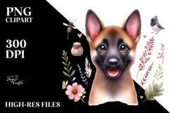Watercolor Cute Malinois with Big Eyes, PNG Product Image 2