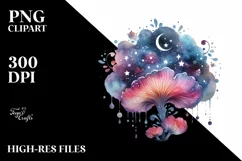 Colorful Flowers and Boho Moon Watercolor Clipart Product Image 1