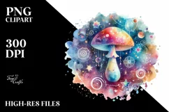 Colorful Watercolor Mushroom Splash | Sublimation Clipart Product Image 3