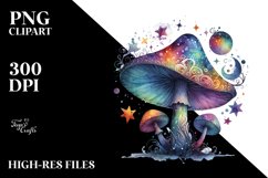 Colorful Watercolor Mushroom Splash | Sublimation Clipart Product Image 1