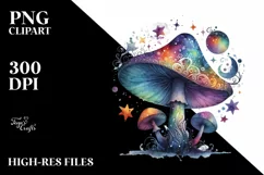 Colorful Watercolor Mushroom Splash | Sublimation Clipart Product Image 1
