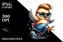 Jumping Chicken in Watercolor PNG Product Image 1