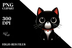 Funny Black Cat Digital Painting PNG Product Image 2