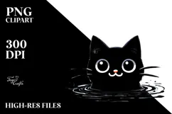 Funny Black Cat, Digital Painting PNG Product Image 2