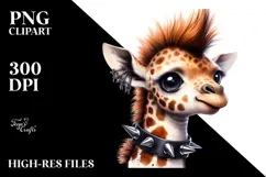 Energetic Giraffe On the Beach, Vivid Details PNG Product Image 2