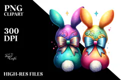 Colorful Stilysed Bunnies, PNG Product Image 2