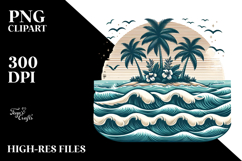 Vintage Tropical Island Waves, PNG Product Image 2