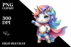 Colorful Hero Unicorn PNG Product Image 1