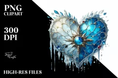 Watercolor Icy Stained Heart PNG Product Image 2