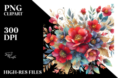 Colorful Red Flowers with Gold Insertions PNG Product Image 2