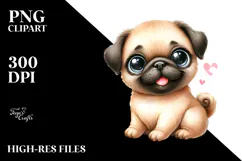 Cute Baby Cartoon Pug PNG Product Image 2