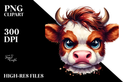 Funny Baby Cow Angry PNG Product Image 2