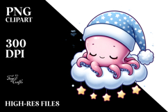 Cute Baby Octopus Sleeping on Cloud Product Image 2