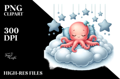 Cute Baby Octopus Sleeping on Cloud Product Image 2