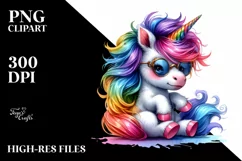 Cute Dressed Unicorn Clipart PNG Product Image 3