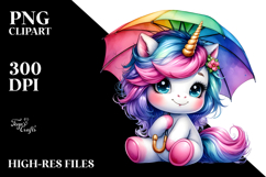 Cute Baby Unicorn Watercolor PNG Product Image 2